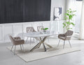 Table à manger CERAMIQUE OPHELIA marbre blanc chrome  2m