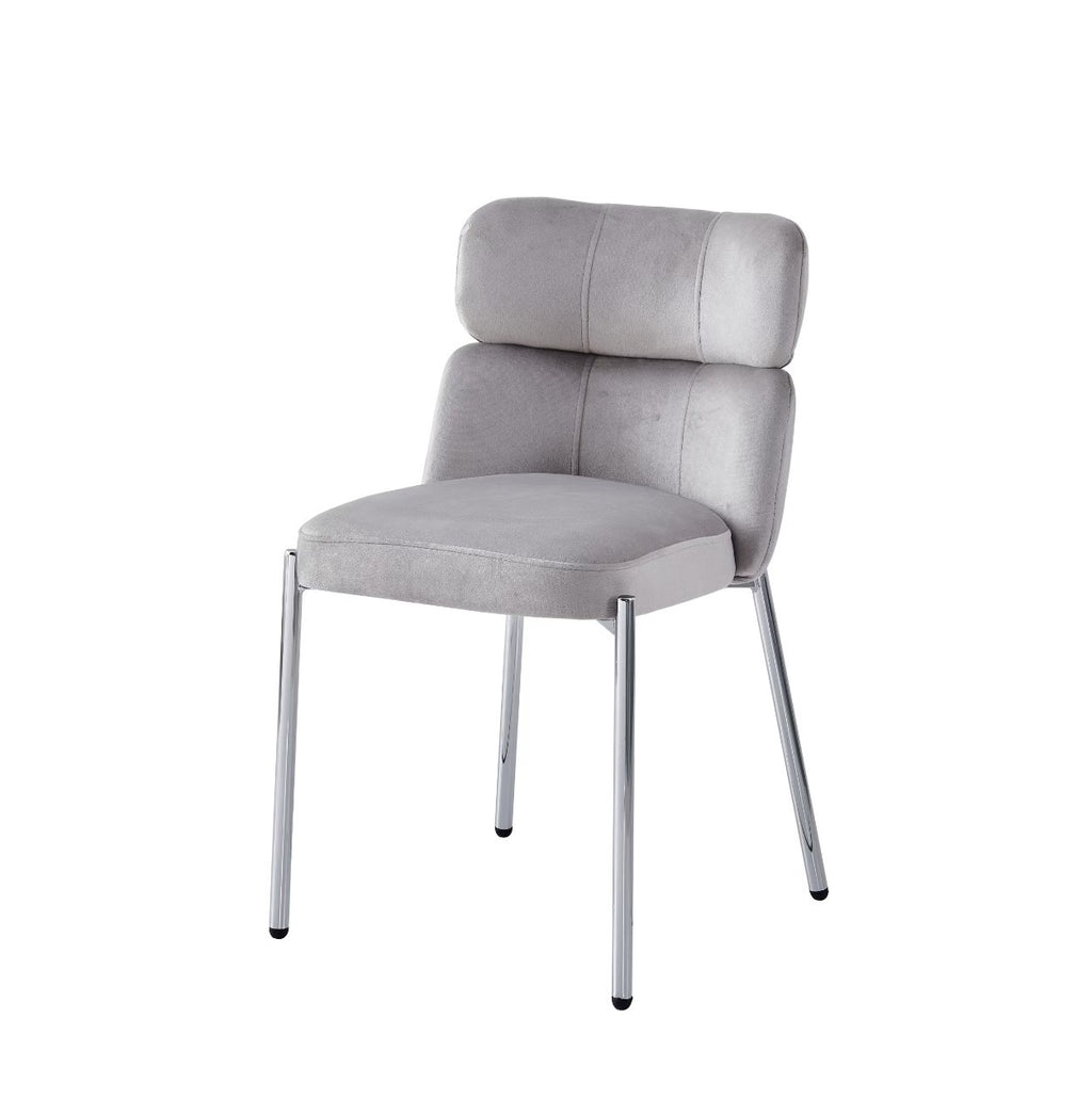 CHAISE STEPHANY VELOURS ARGENT