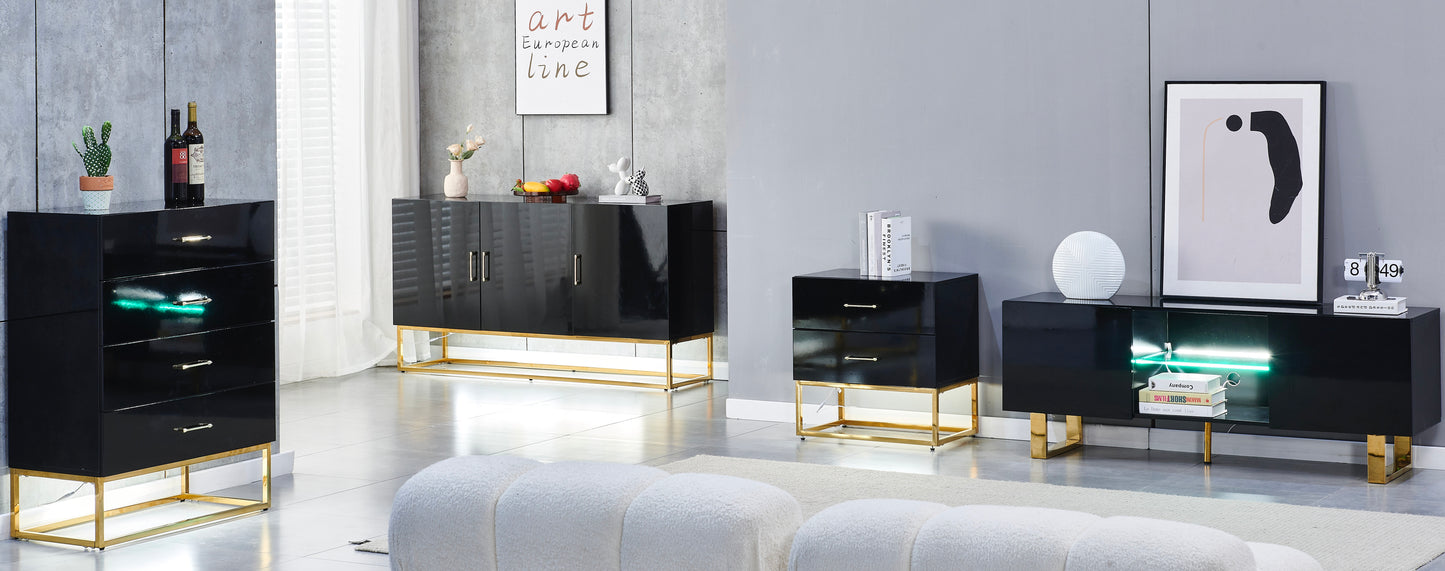 BUFFET ALYA BOIS LAQUE NOIR DORE