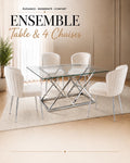 PACK-TRIANGLE – Table repas Triangle 180 cm + 4 chaises Diana