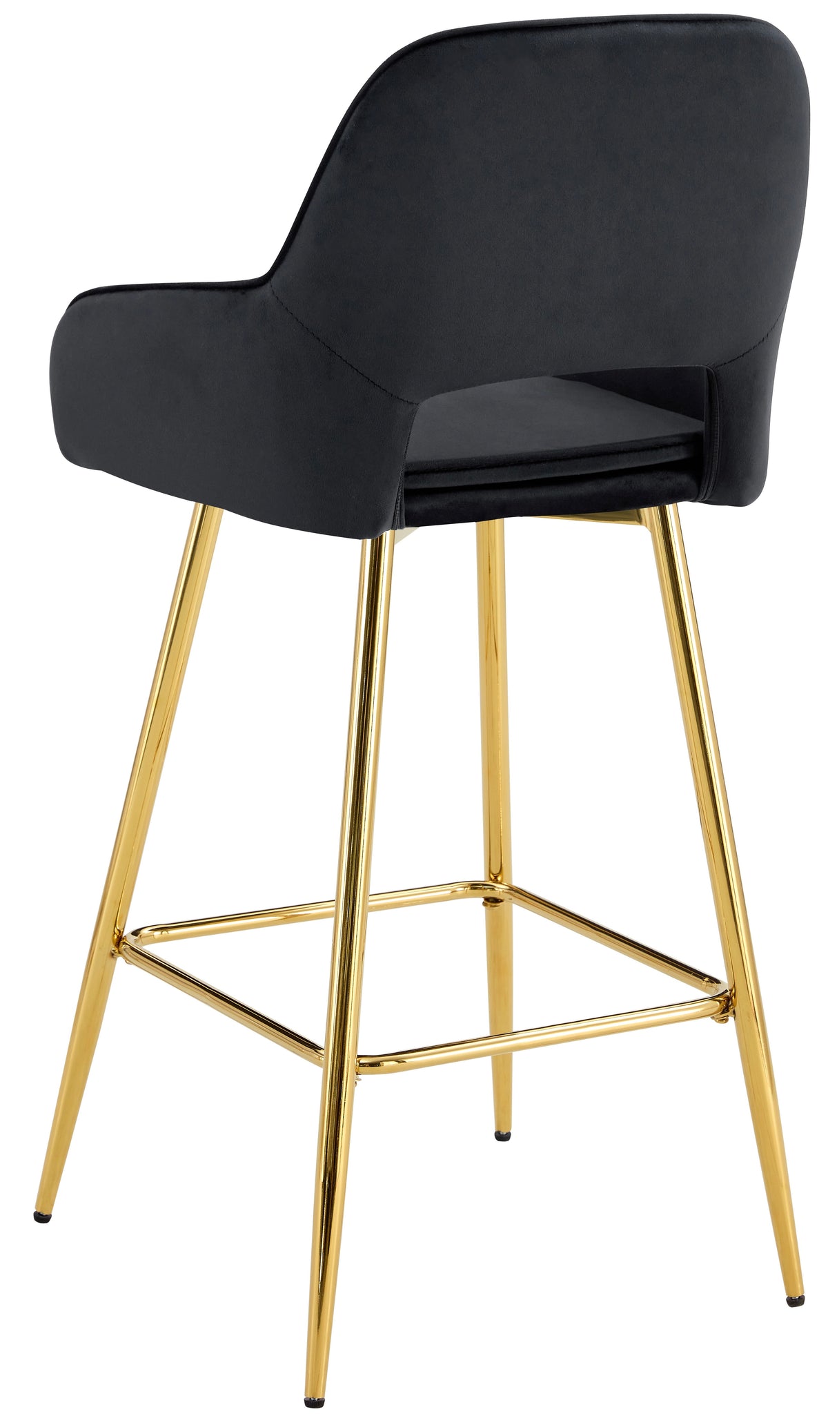 TABOURET DE BAR ATHENA PIED GOLD VELOURS NOIR