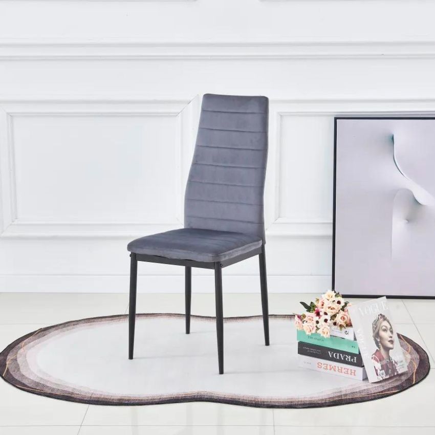 Lot de chaises TOLIA métal noir velours #couleur_gris