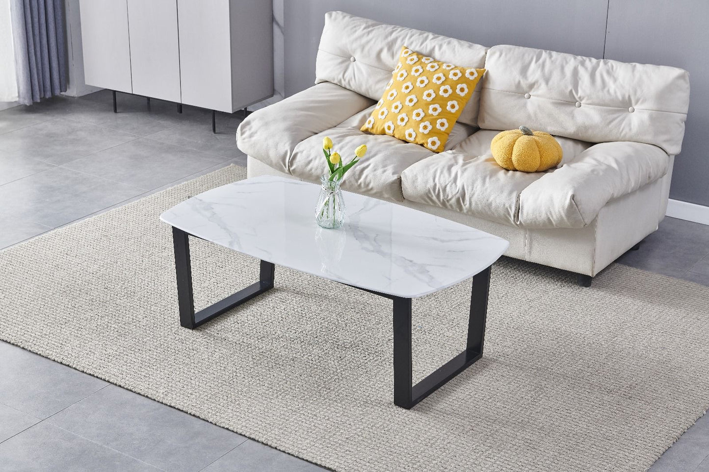 TABLE BASSE LOLA MARBRE PIED NOIR