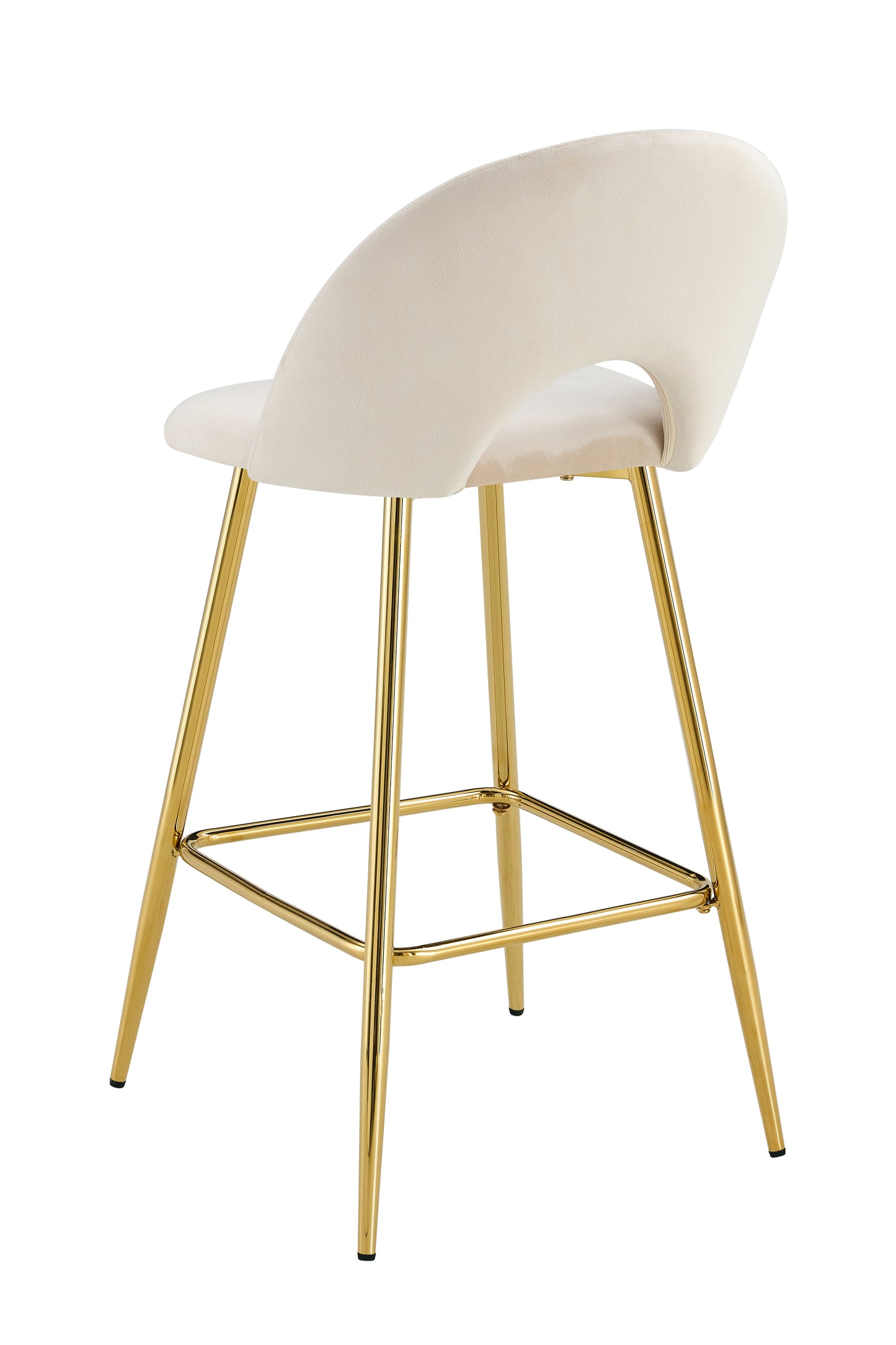 TABOURET DE BAR TEDDY PIED GOLD VELOURS BEIGE