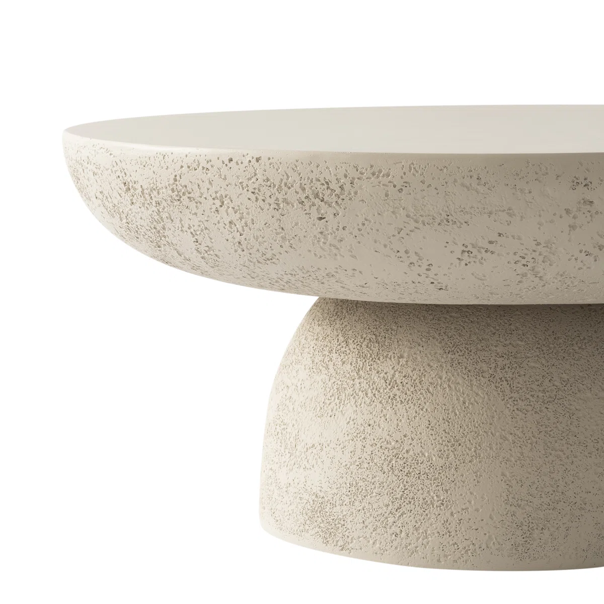 Table basse Galet – Effet travertin mat, design sculptural