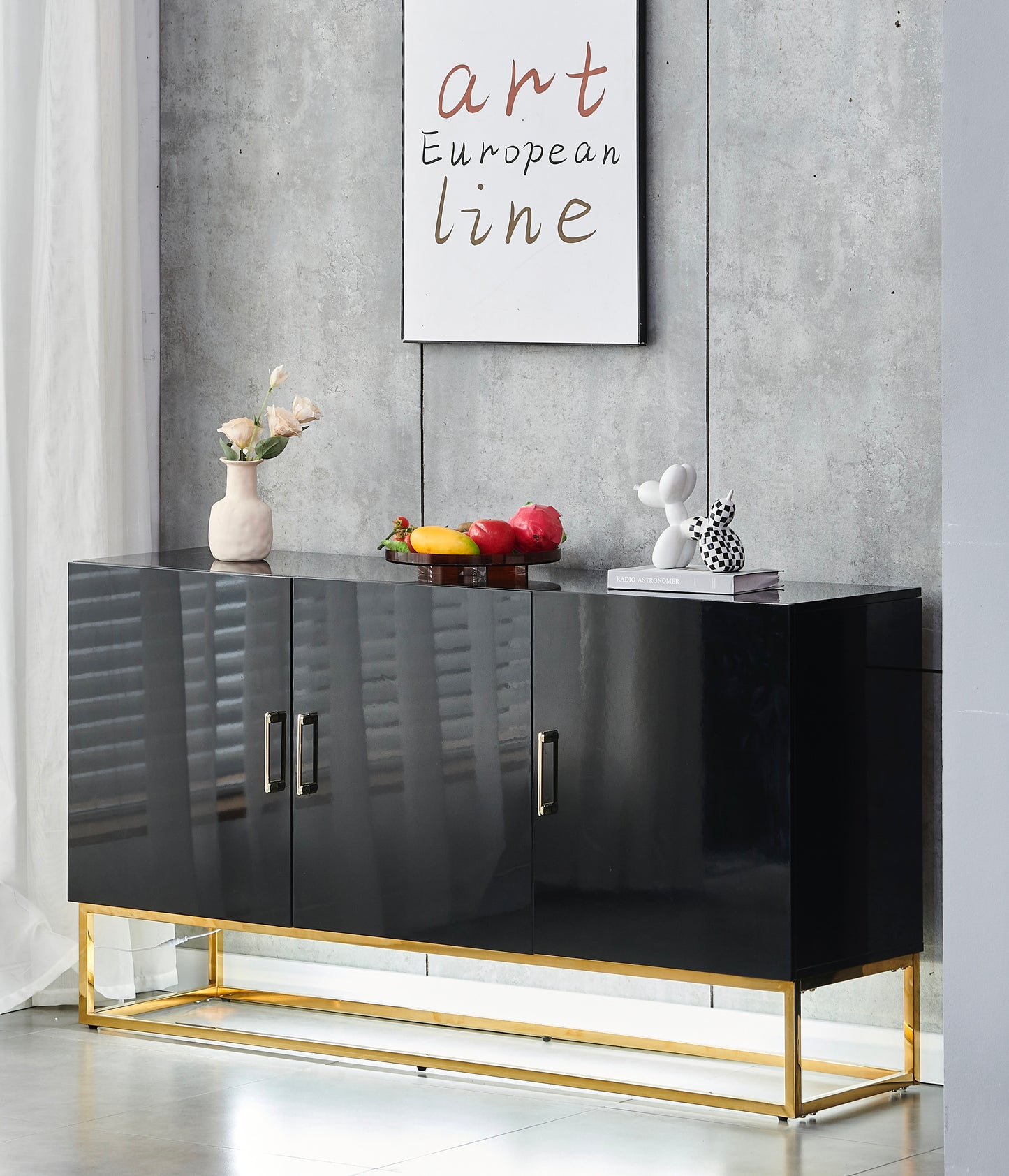 BUFFET ALYA BOIS LAQUE NOIR DORE