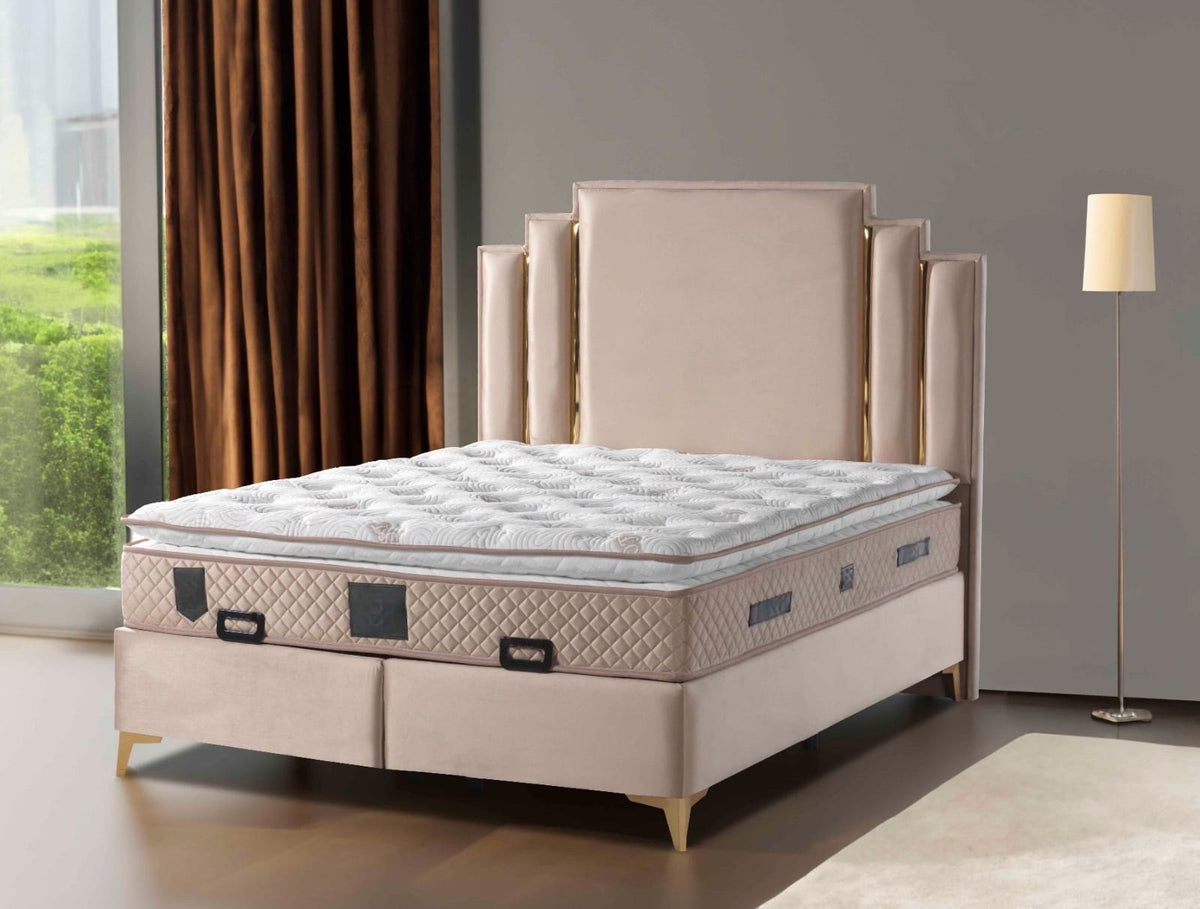 LIT COFFRE MILAN BEIGE 160X200