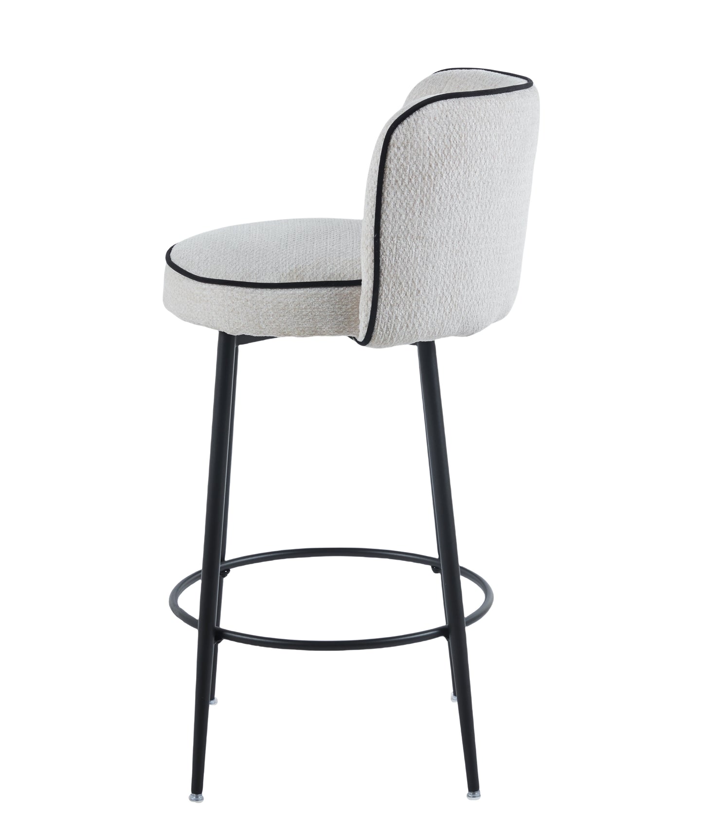 TABOURET DE BAR CATHY PIED METAL NOIR ECRU 3D