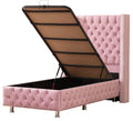 LIT COFFRE CLOUTE 90X190 ROSE