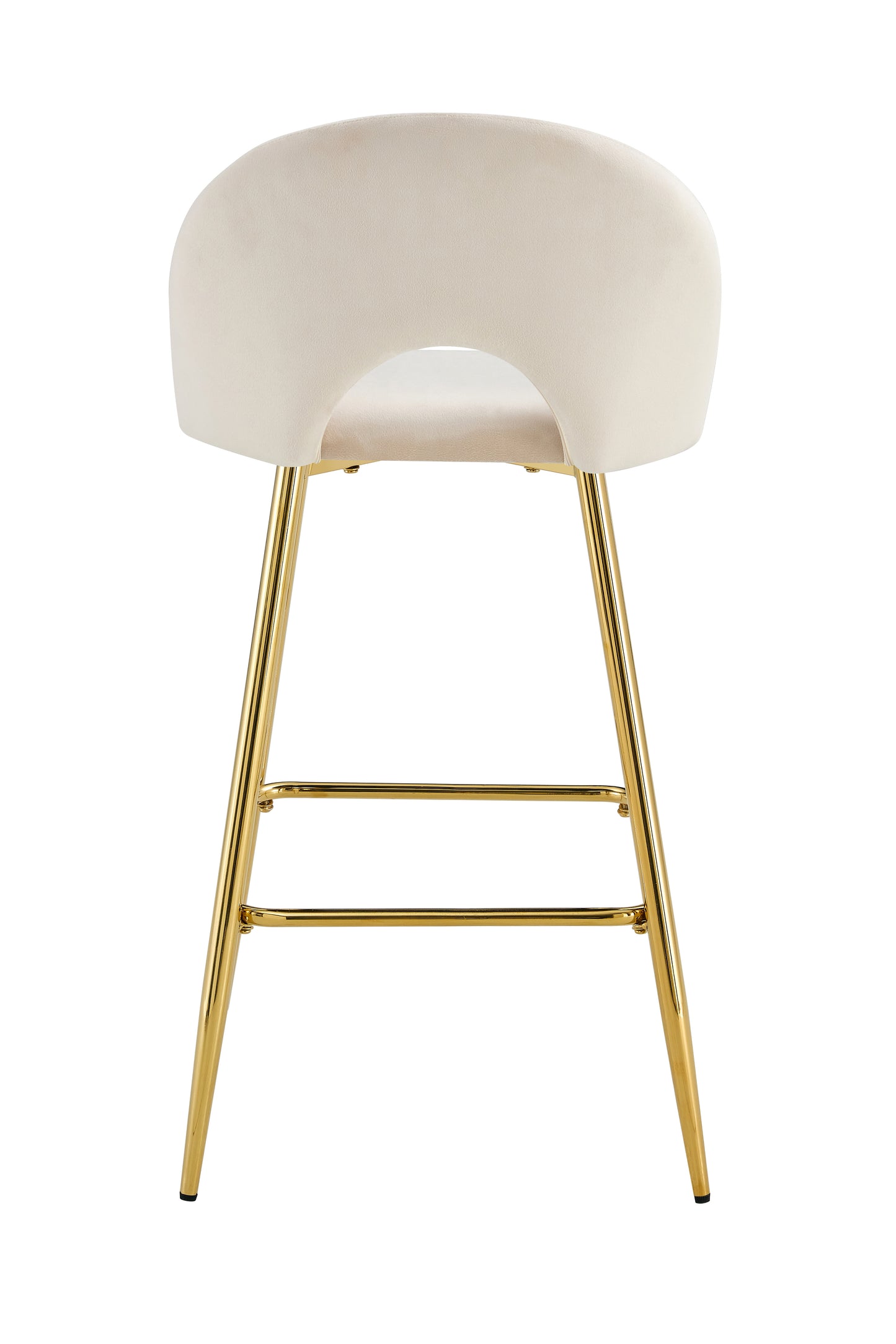 TABOURET DE BAR TEDDY PIED GOLD VELOURS BEIGE