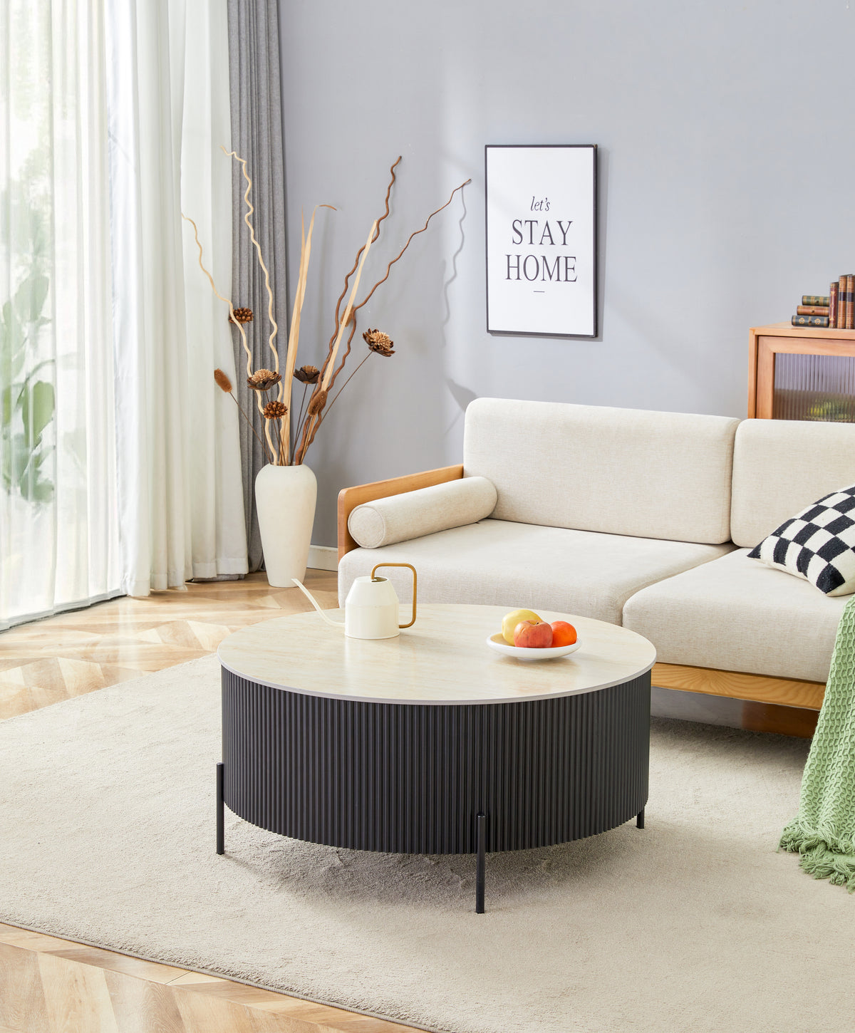 TABLE BASSE RUBY 80CM PIED NOIR