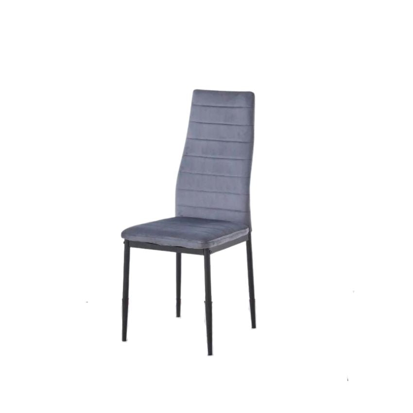 Lot de chaises TOLIA métal noir velours #couleur_gris