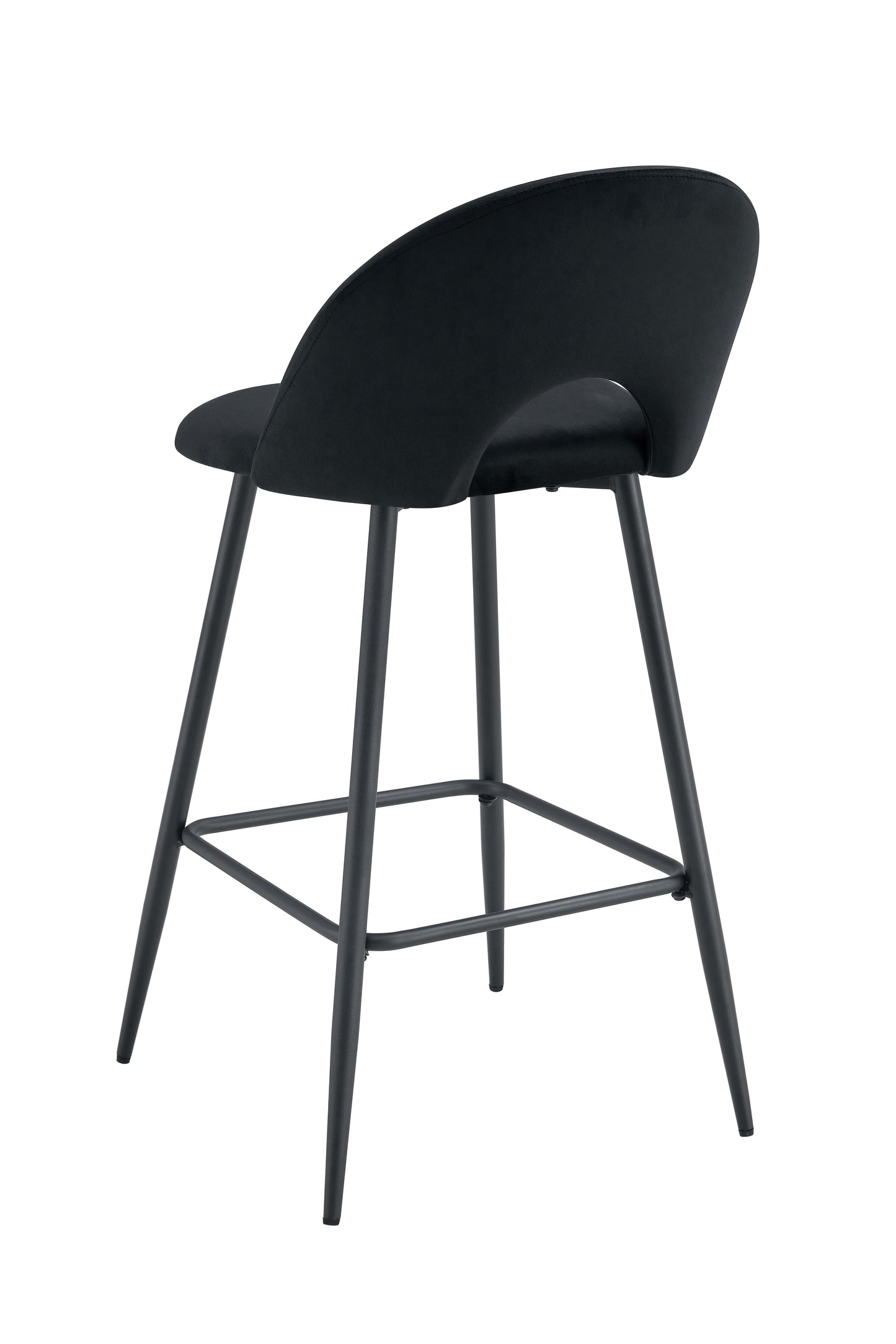 TABOURET DE BAR TEDDY PIED METAL NOIR VELOURS NOIR