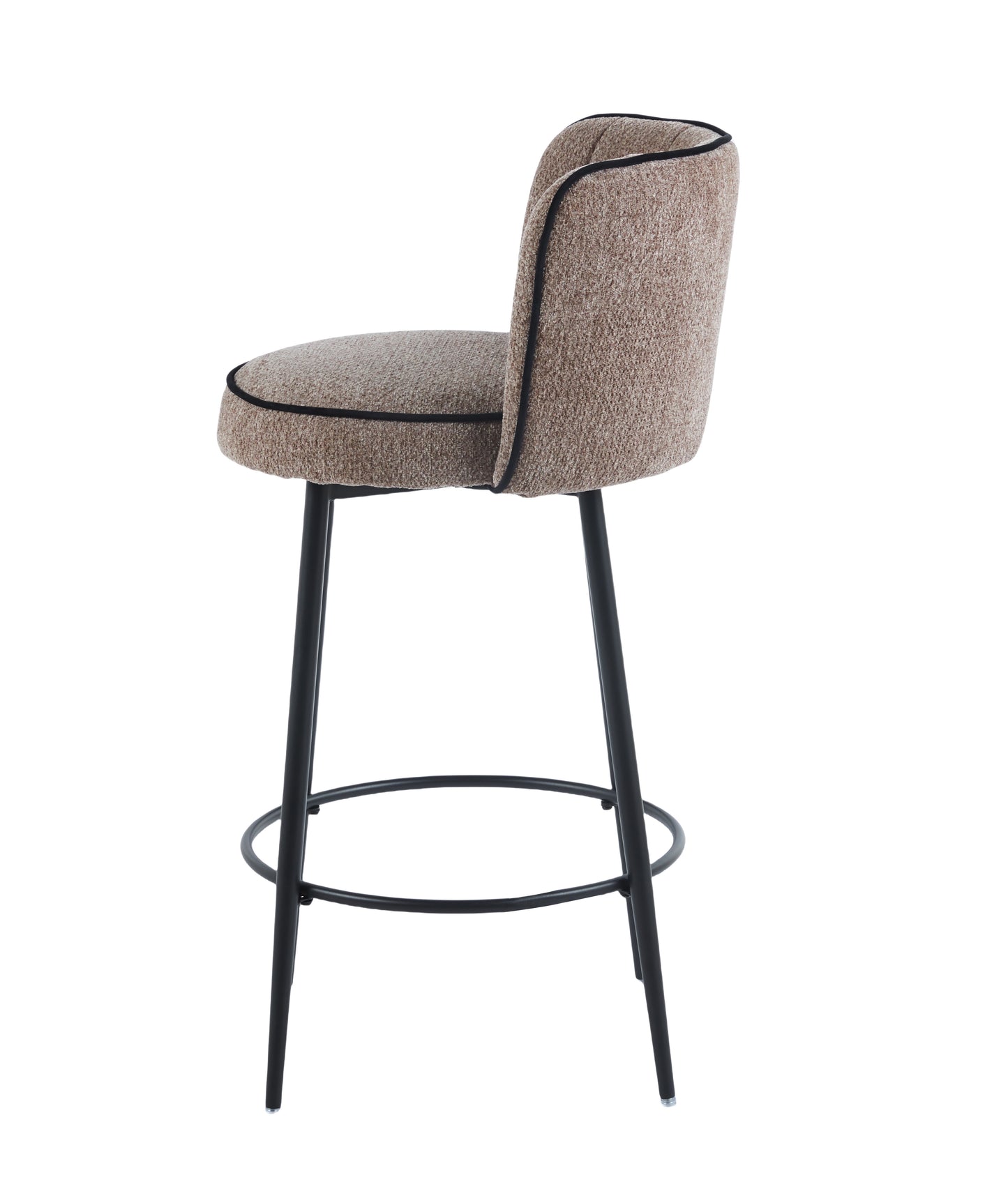 TABOURET DE BAR CATHY PIED METAL NOIR TAUPE 3D