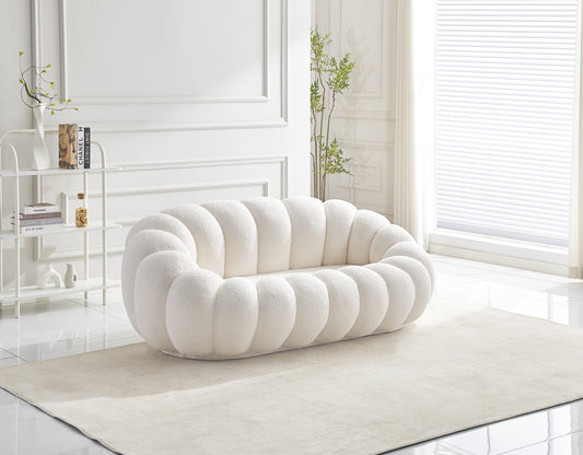 CANAPÉ PERLE 180 TISSU BOUCLÉ BLANC