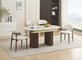 Table extensible Sahara – Pied effet noyer &amp; plateau céramique travertin mat