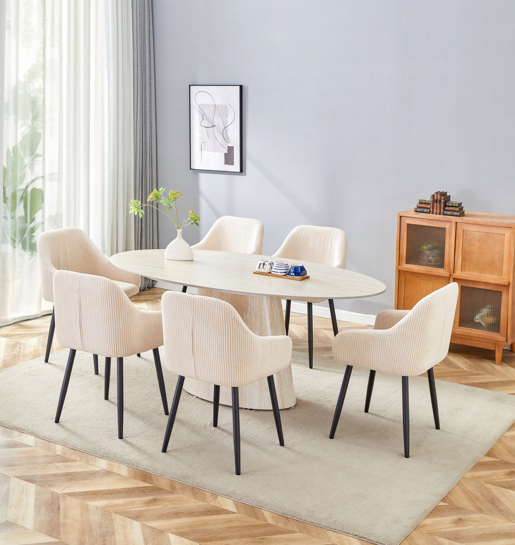 TABLE REPAS OVA TRAVERTIN CERAMIQUE 180CM