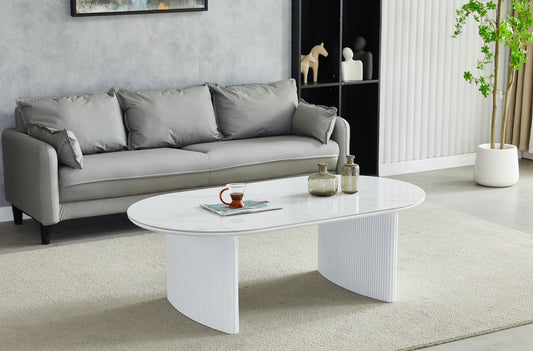 TABLE BASSE JOSEPHINE CERAMIQUE MARBRE BLANC