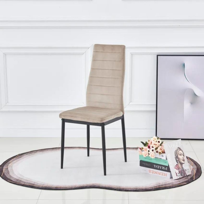 Lot de chaises TOLIA métal noir velours #couleur_taupe