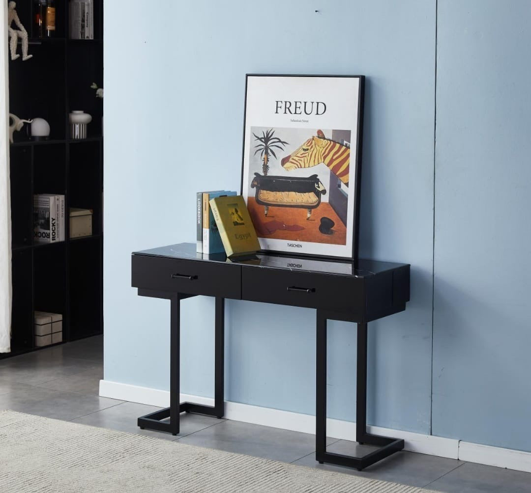 Console &nbsp;- Lilas NOIR| Plateau en Verre Trempé | 120 × 40 × 80 cm