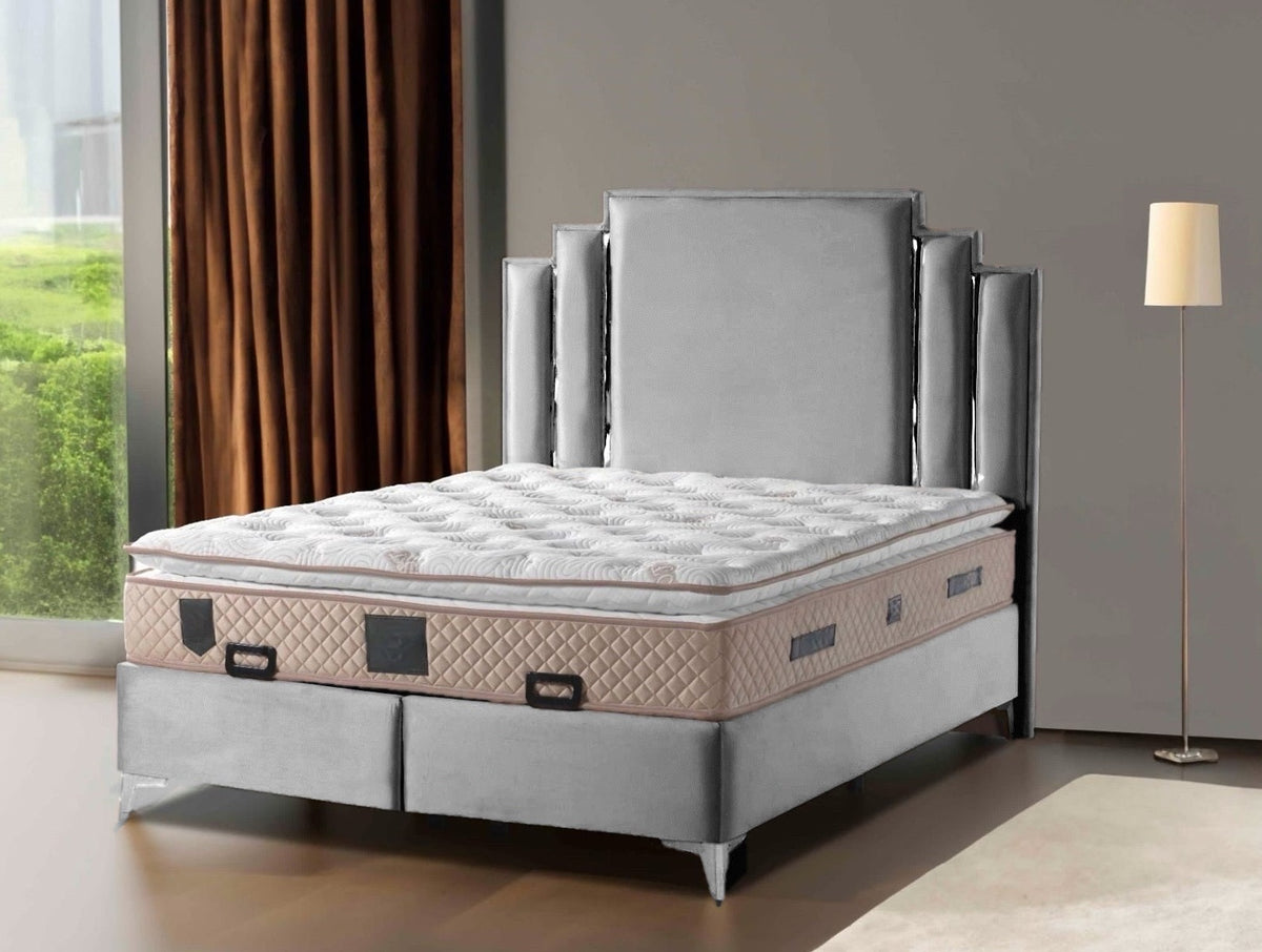 LIT COFFRE MILAN GRIS 160X200