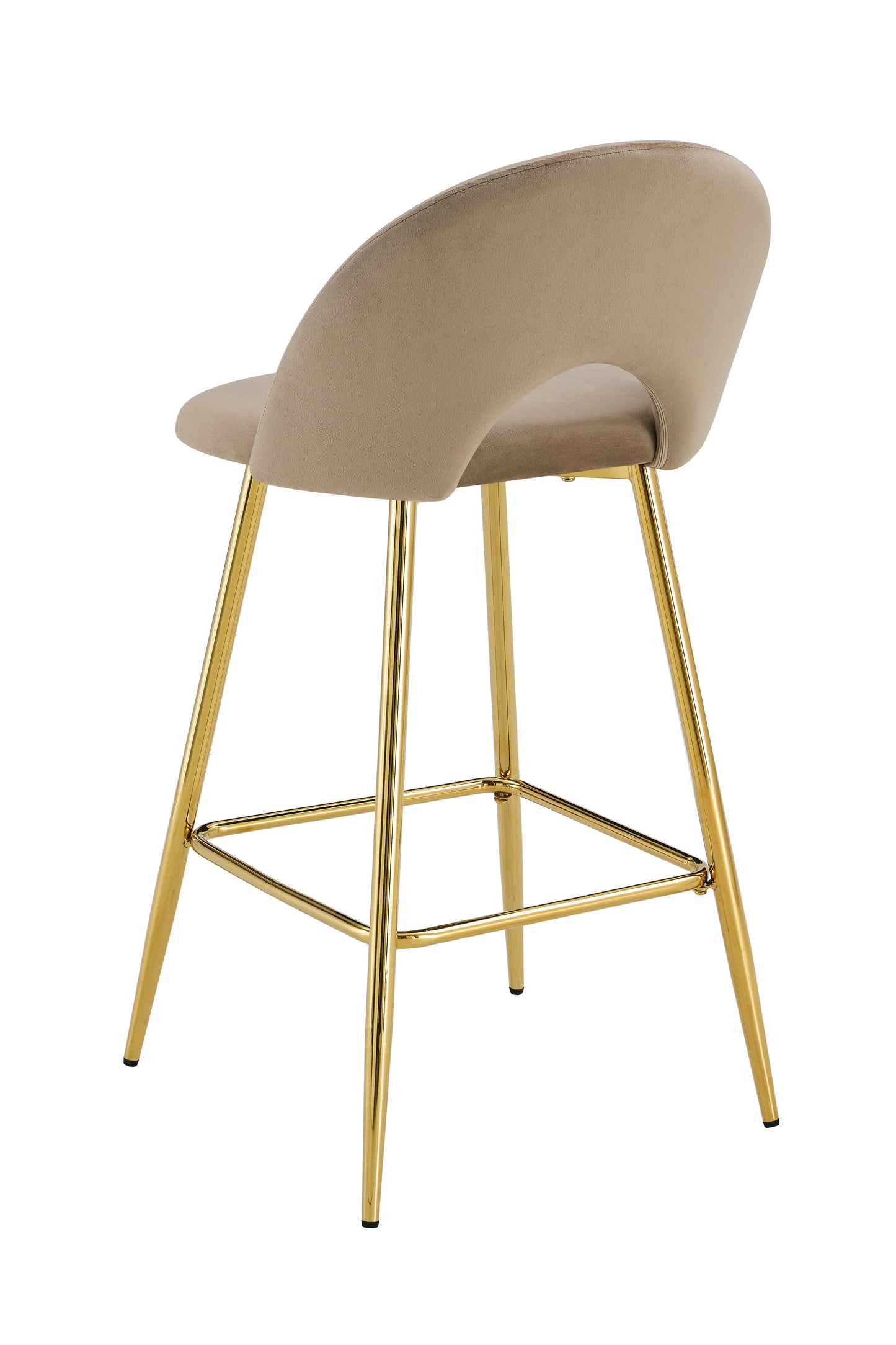 TABOURET DE BAR TEDDY PIED GOLD VELOURS TAUPE