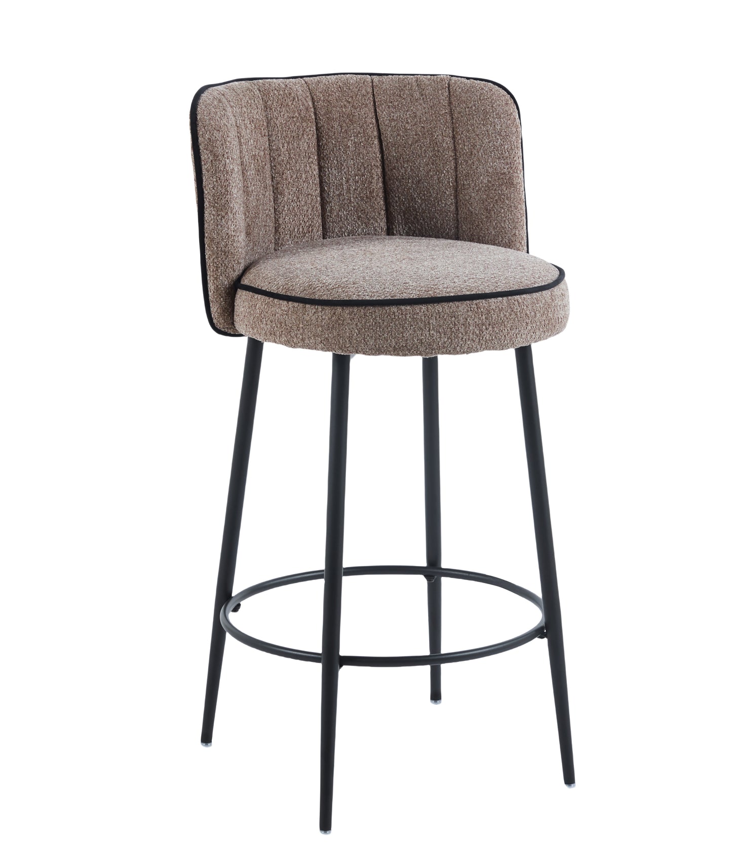 TABOURET DE BAR CATHY PIED METAL NOIR TAUPE 3D