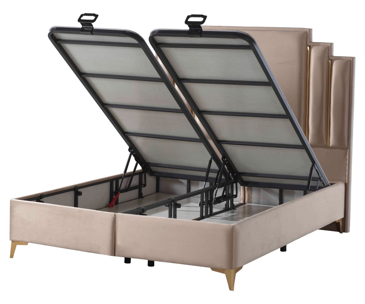 LIT COFFRE MILAN BEIGE 160X200