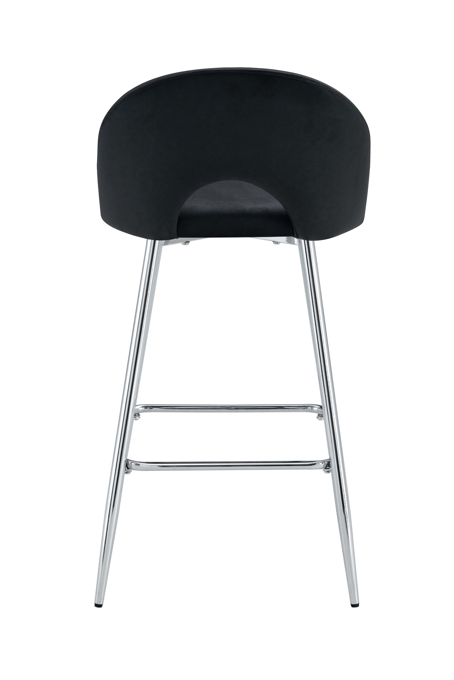 TABOURET DE BAR TEDDY PIED CHROME VELOURS NOIR