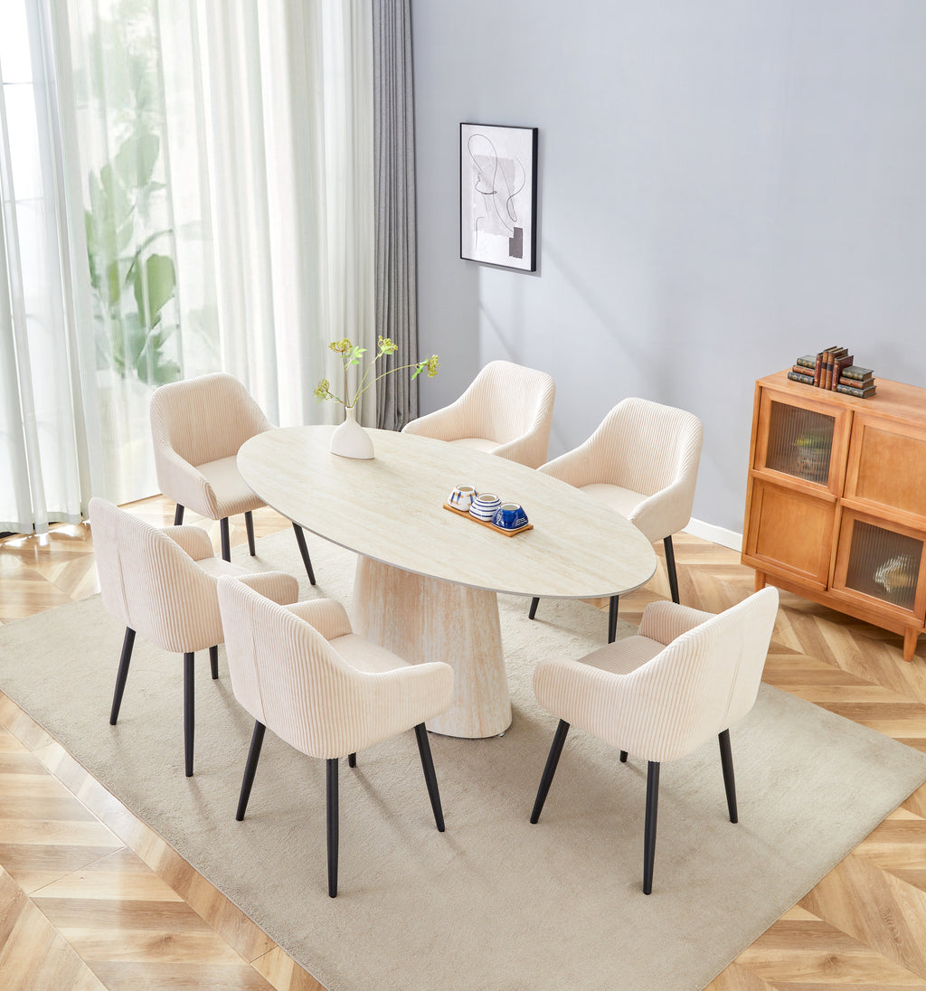 TABLE REPAS OVA TRAVERTIN CERAMIQUE 180CM