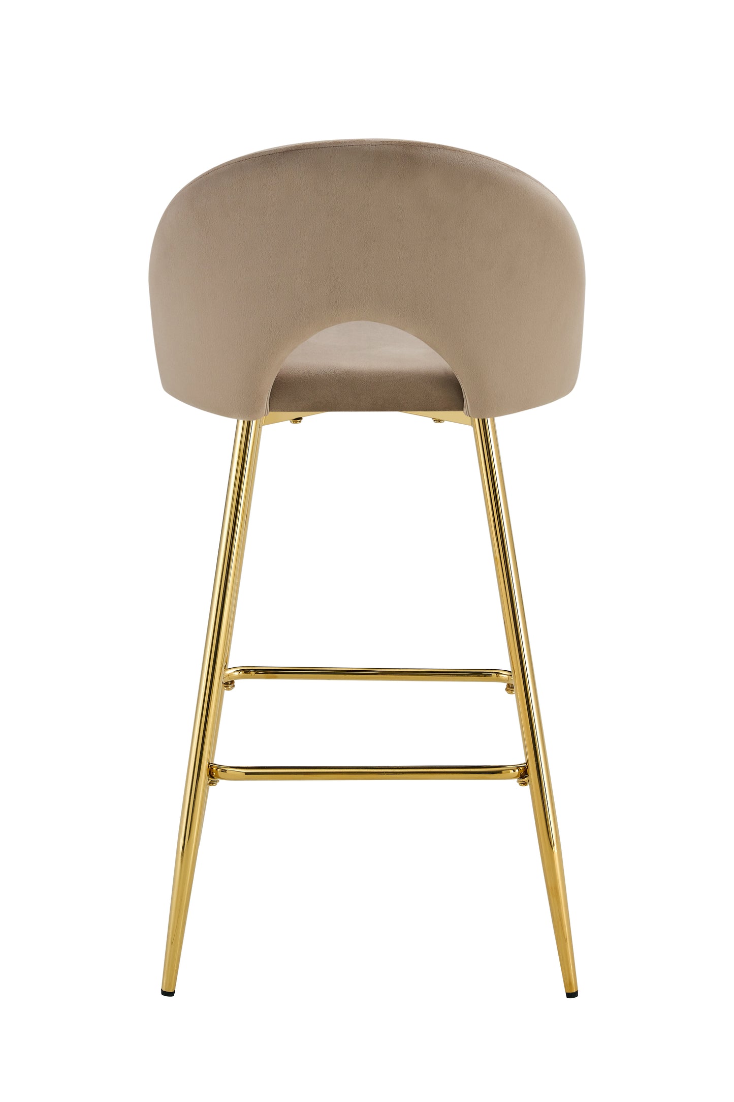 TABOURET DE BAR TEDDY PIED GOLD VELOURS TAUPE