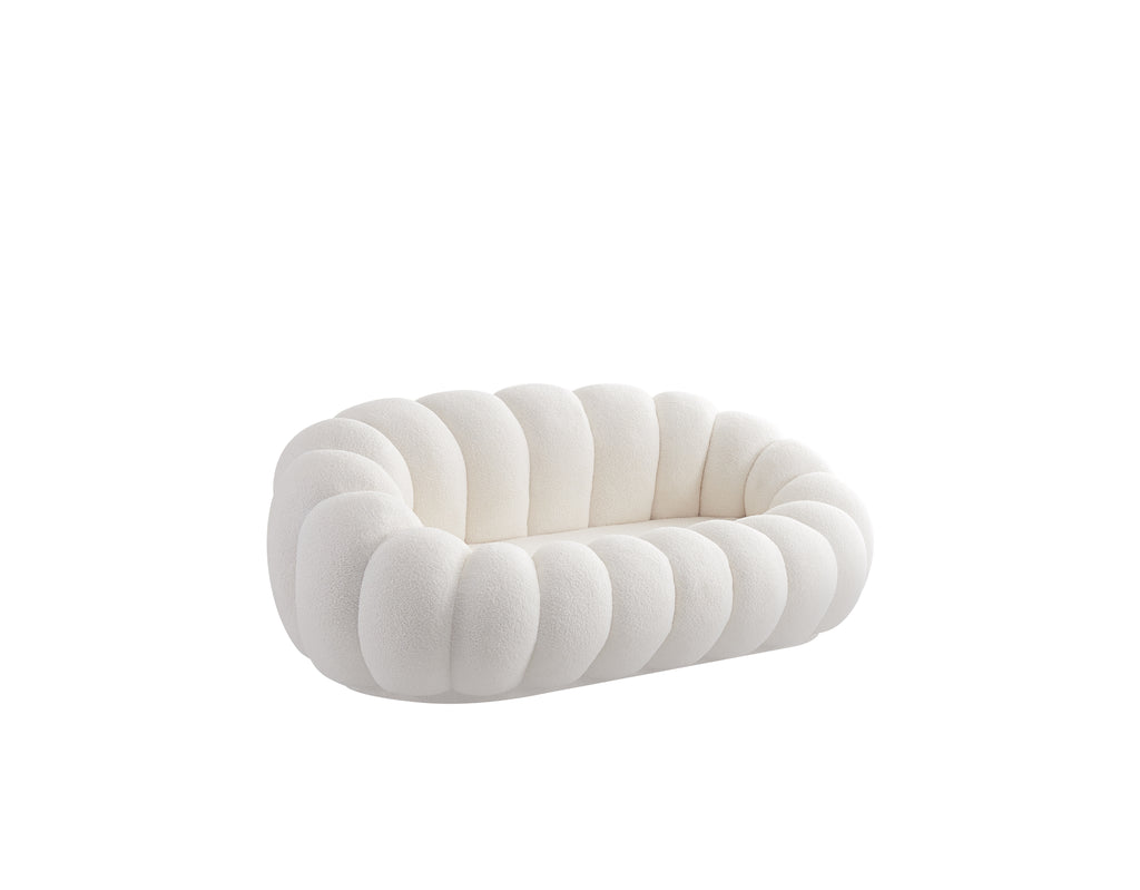 CANAPÉ PERLE 180 TISSU BOUCLÉ BLANC