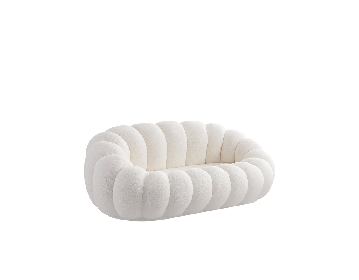 CANAPÉ PERLE 180 TISSU BOUCLÉ BLANC