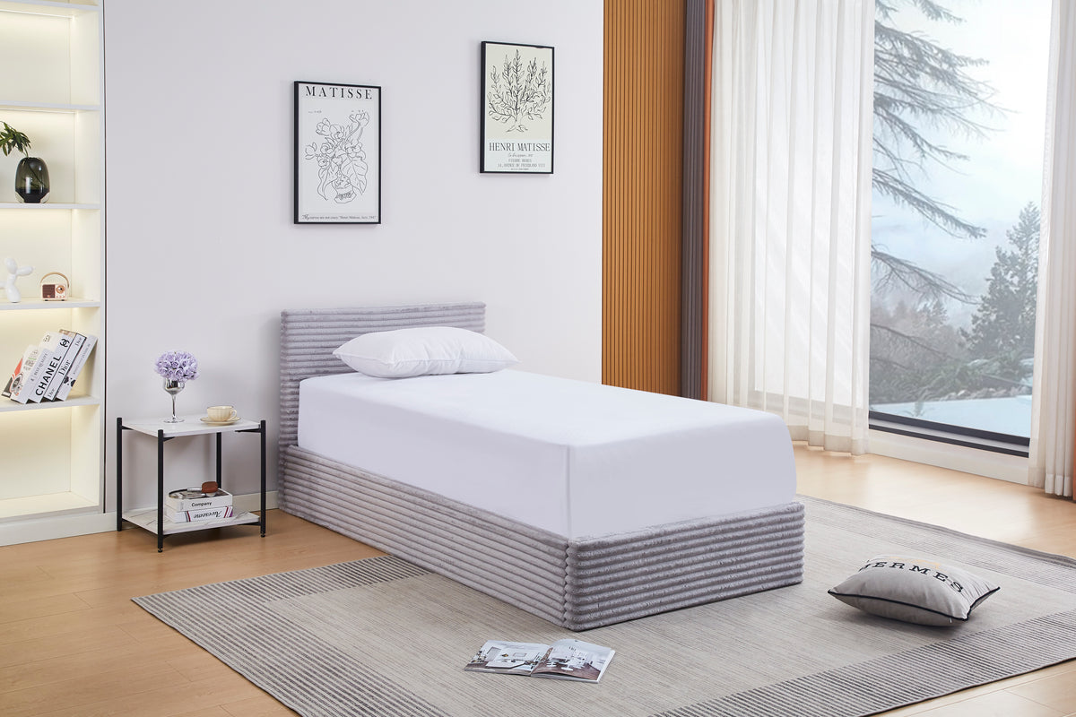 LIT COFFRE MAIA 90X190 GRIS