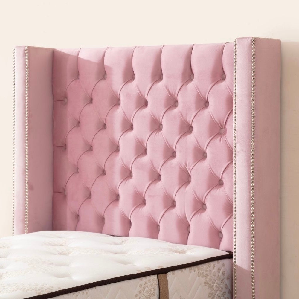 LIT COFFRE CLOUTE 90X190 ROSE