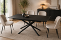 Table extensible ZEPHIR – Métal noir &amp; plateau céramique marbré noir