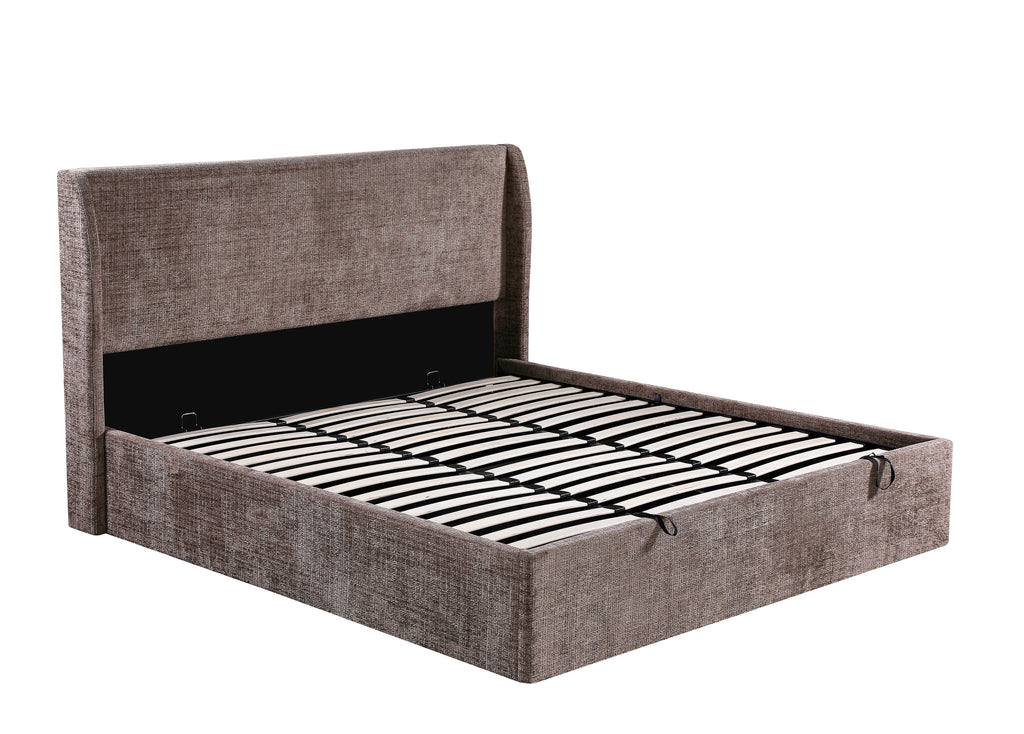 Lit coffre NOLA 160 x 200 cm – Tissu Cremona Moka
