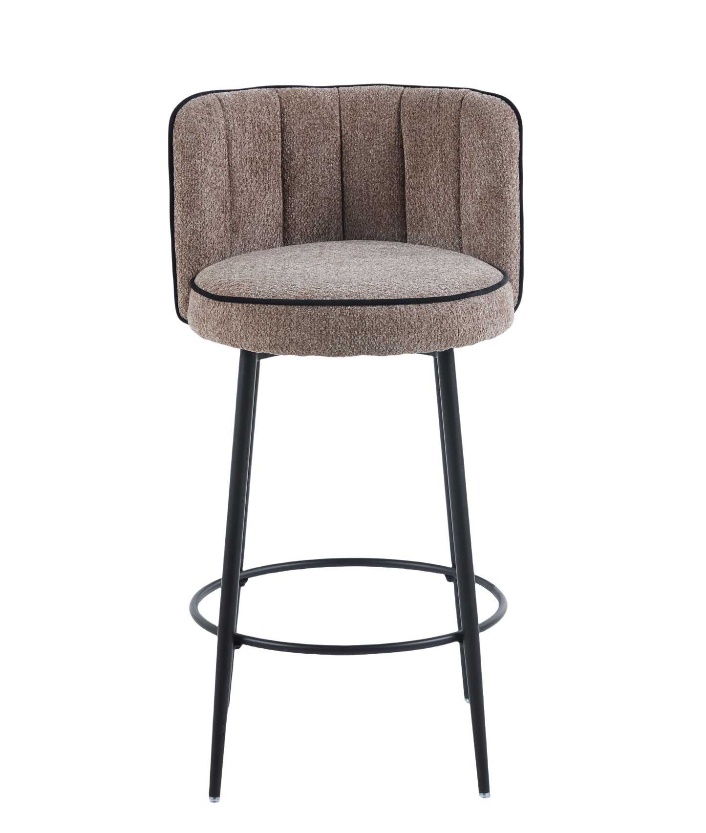 TABOURET DE BAR CATHY PIED METAL NOIR TAUPE 3D