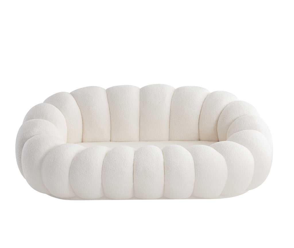 CANAPÉ PERLE 180 TISSU BOUCLÉ BLANC