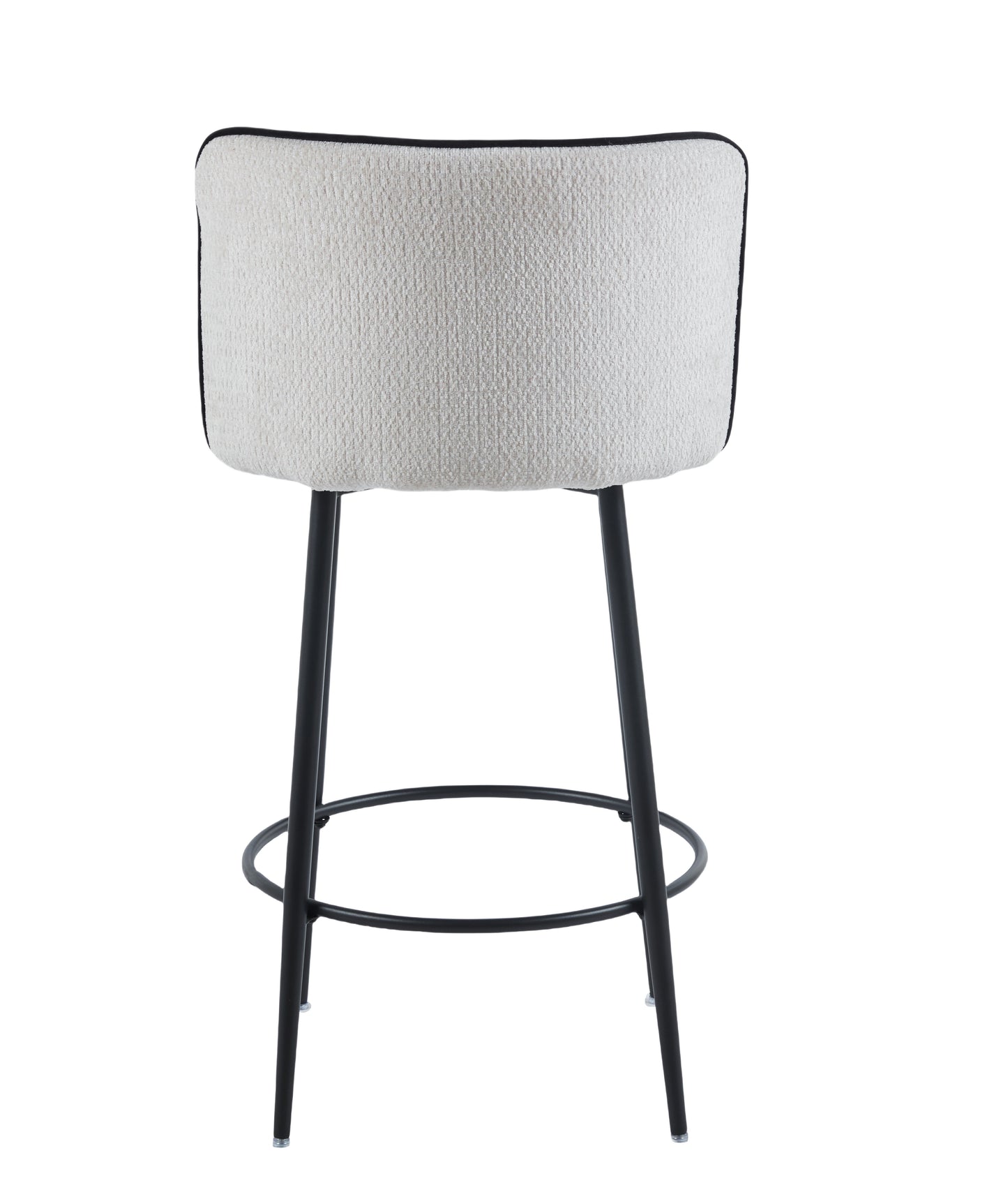 TABOURET DE BAR CATHY PIED METAL NOIR ECRU 3D