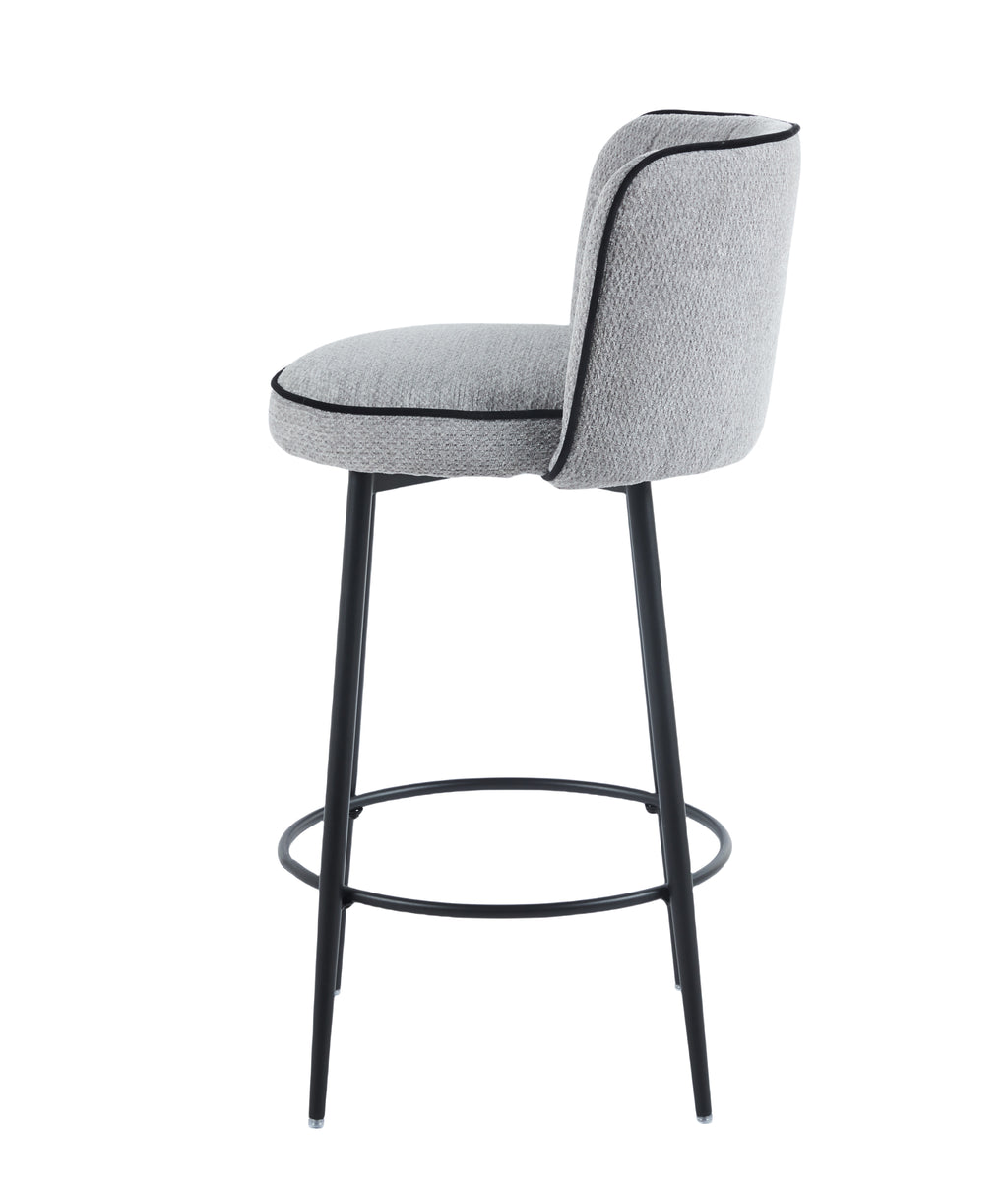 TABOURET DE BAR CATHY PIED METAL NOIR GRIS 3D