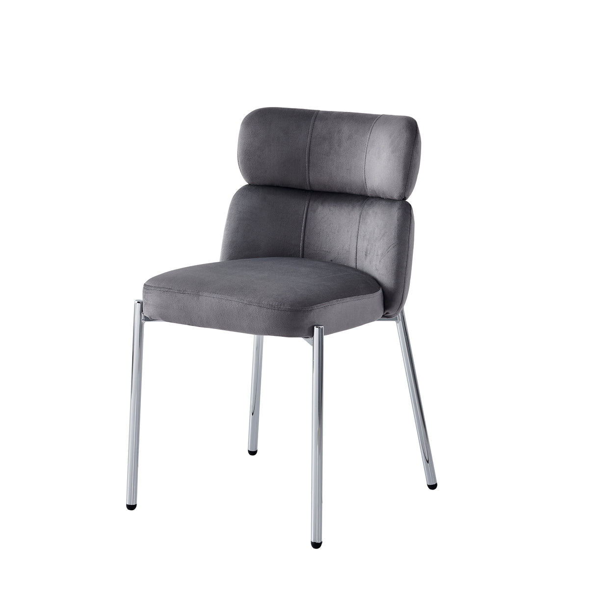CHAISE STEPHANY VELOURS ARGENT