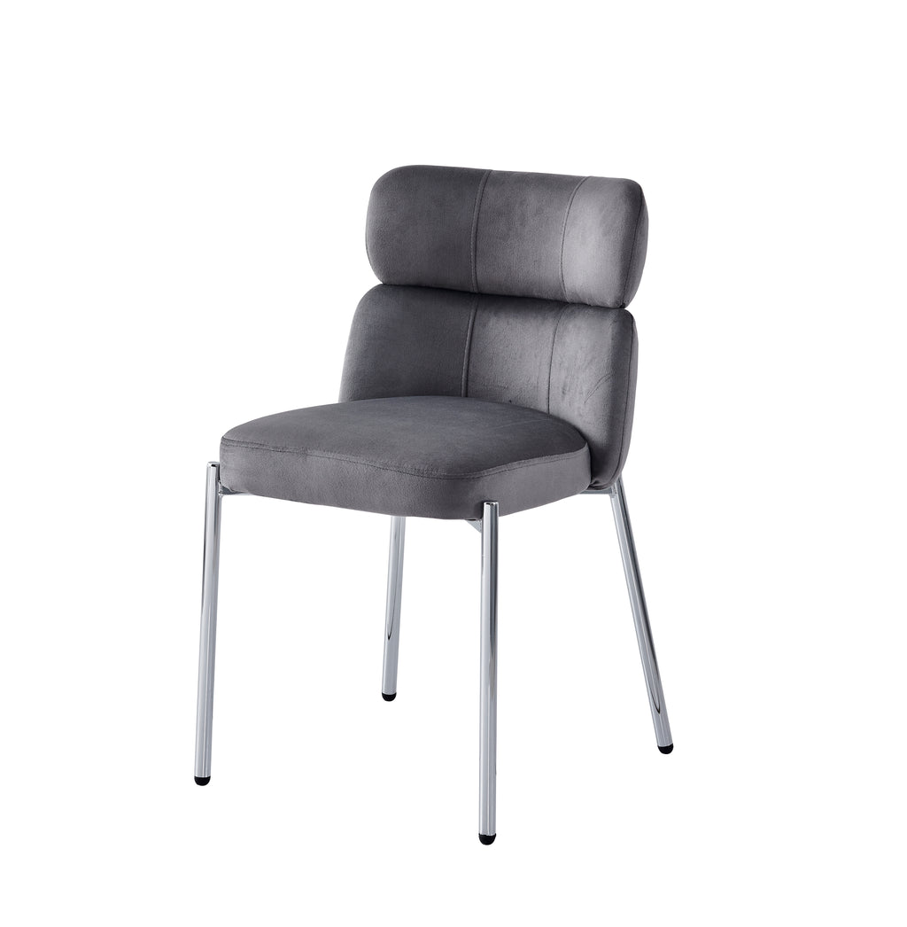 CHAISE STEPHANY VELOURS ARGENT