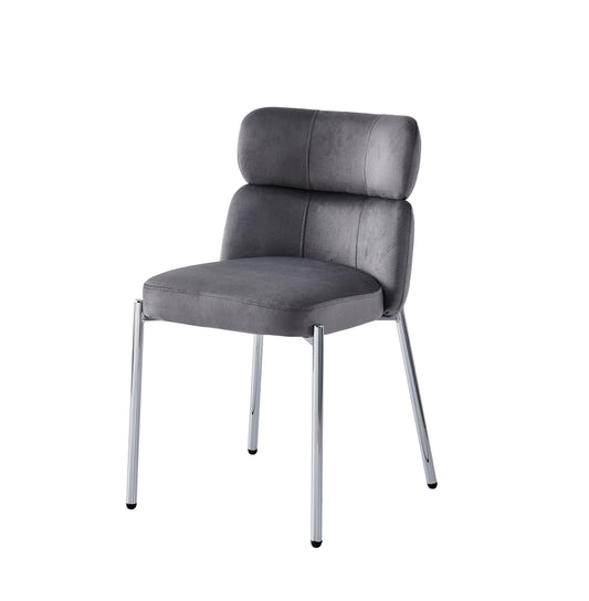 CHAISE STEPHANY VELOURS ARGENT