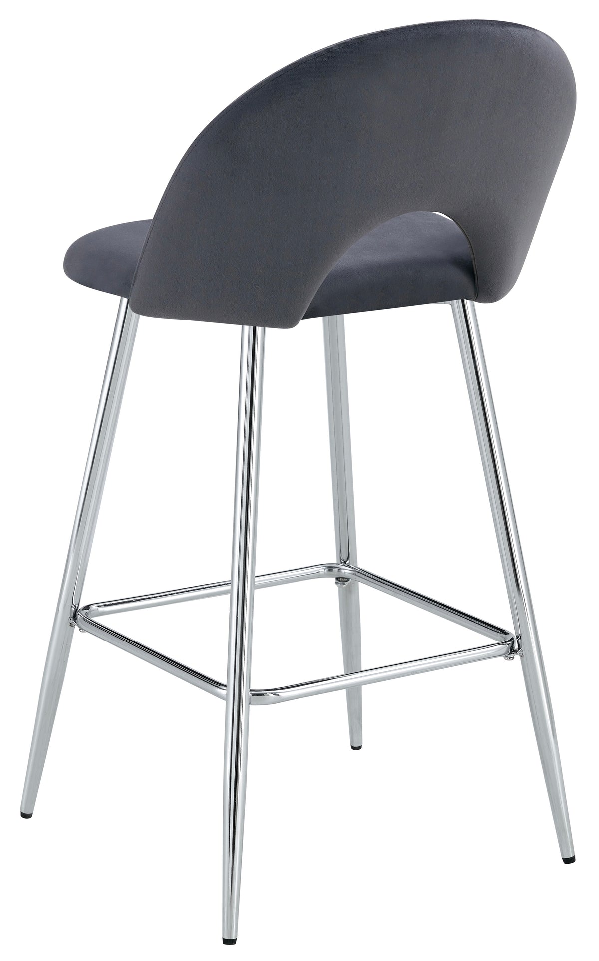 TABOURET DE BAR TEDDY PIED CHROME VELOURS ANTHRACITE