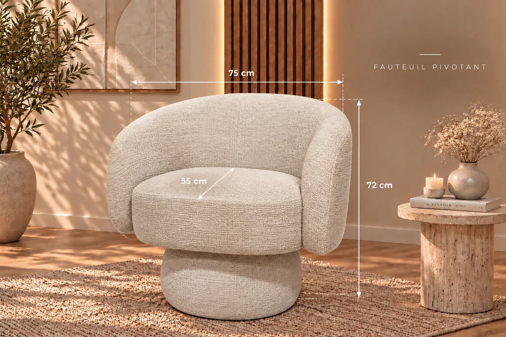 Fauteuil pivotant NESTOR beige