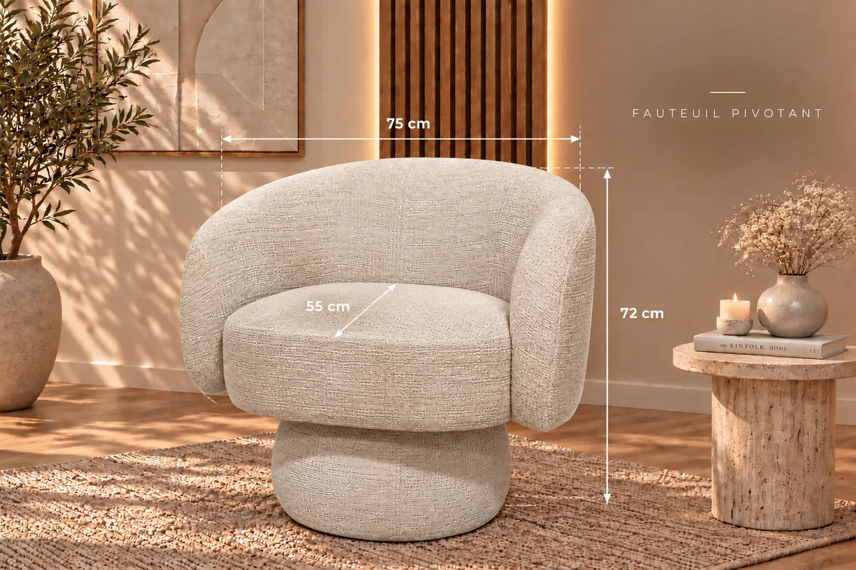 Fauteuil pivotant NESTOR beige