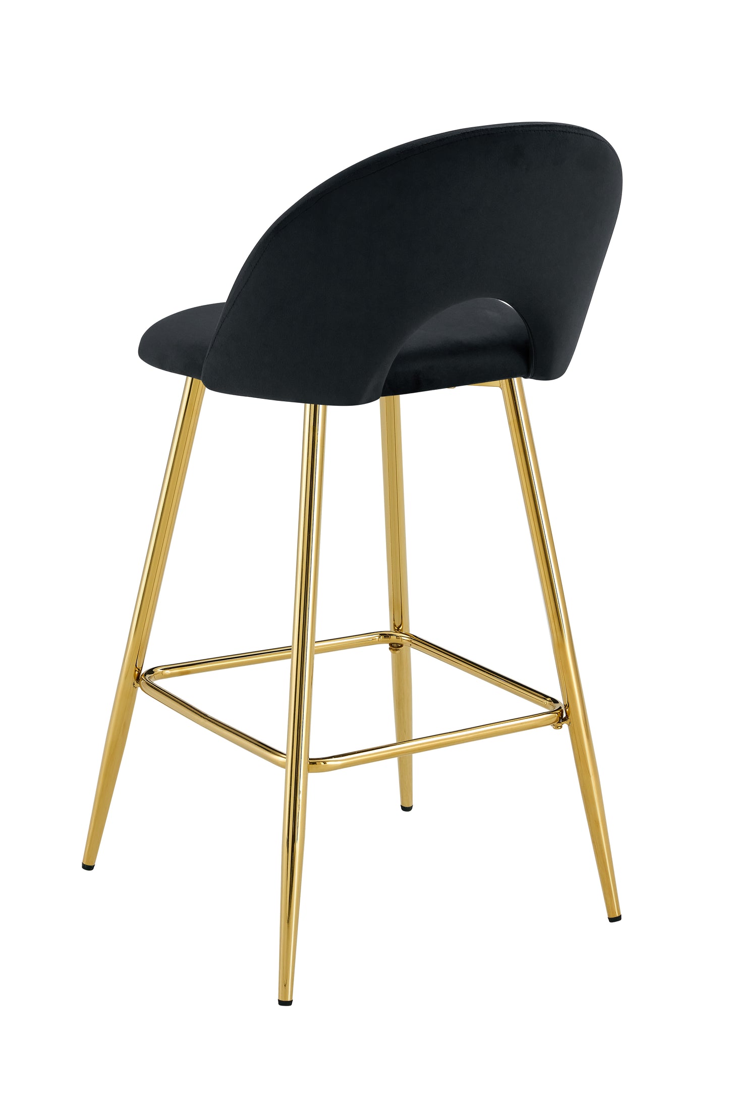 TABOURET DE BAR TEDDY PIED GOLD VELOURS NOIR