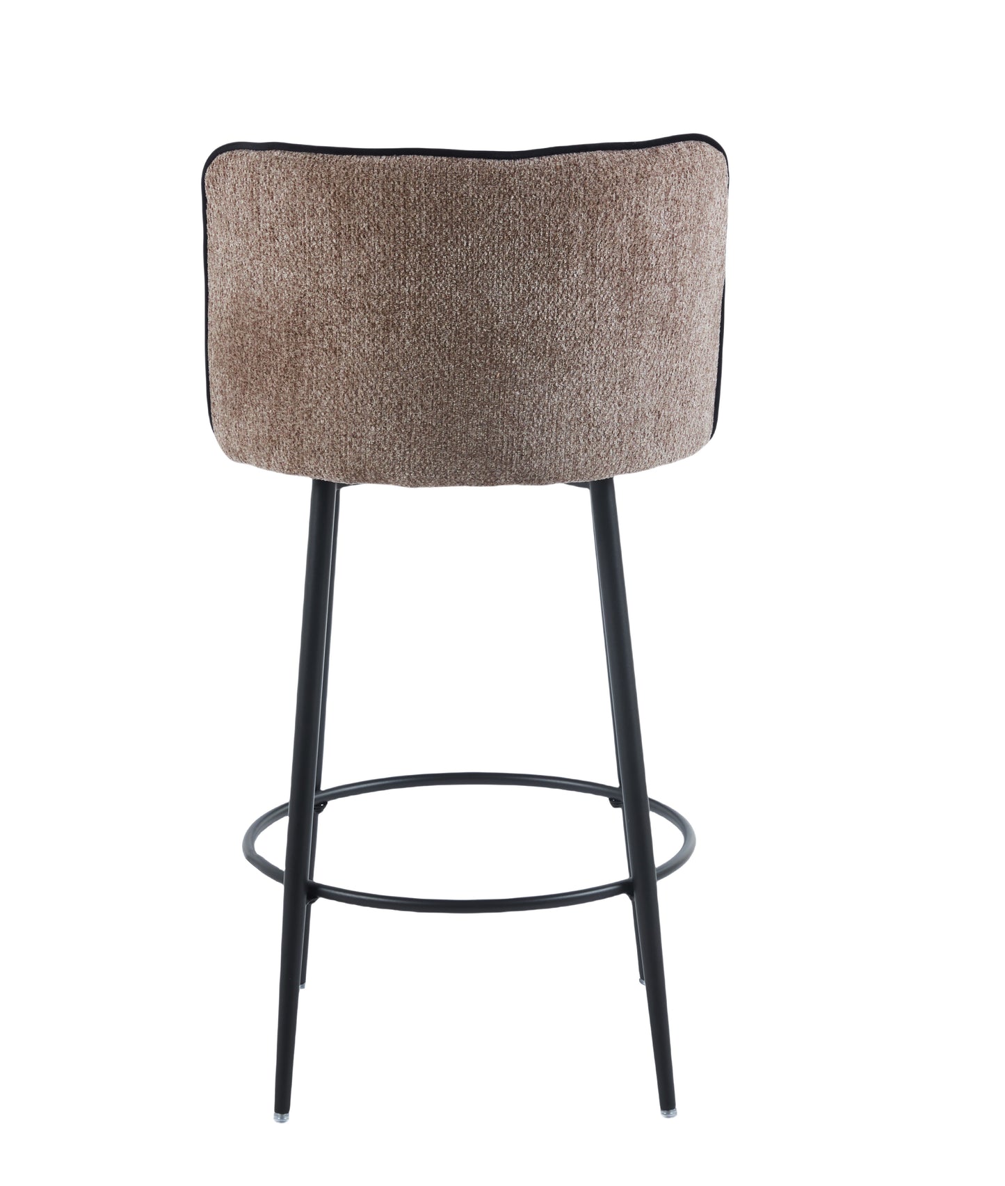 TABOURET DE BAR CATHY PIED METAL NOIR TAUPE 3D