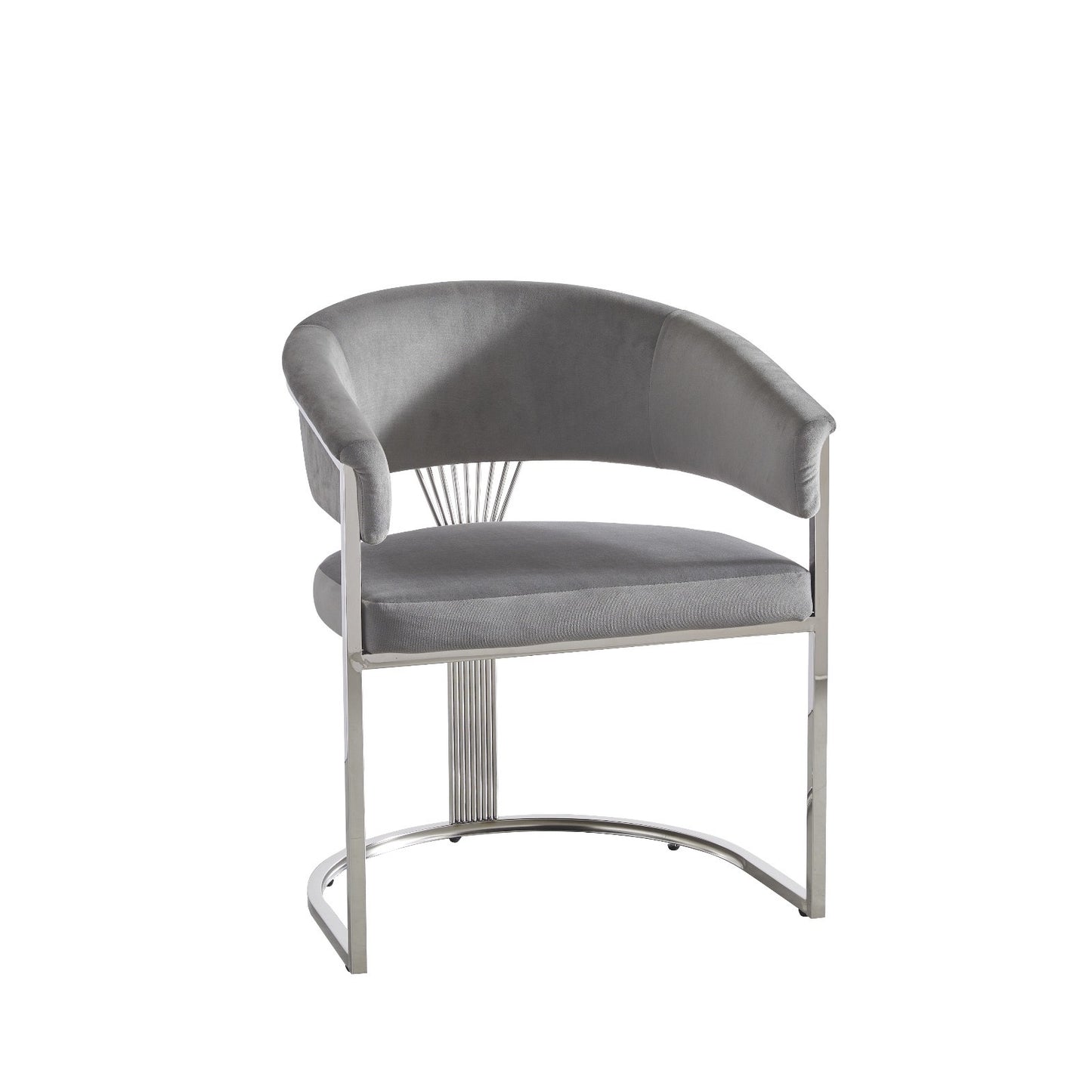 CHAISE ANA INOX VELOUR ARGENT